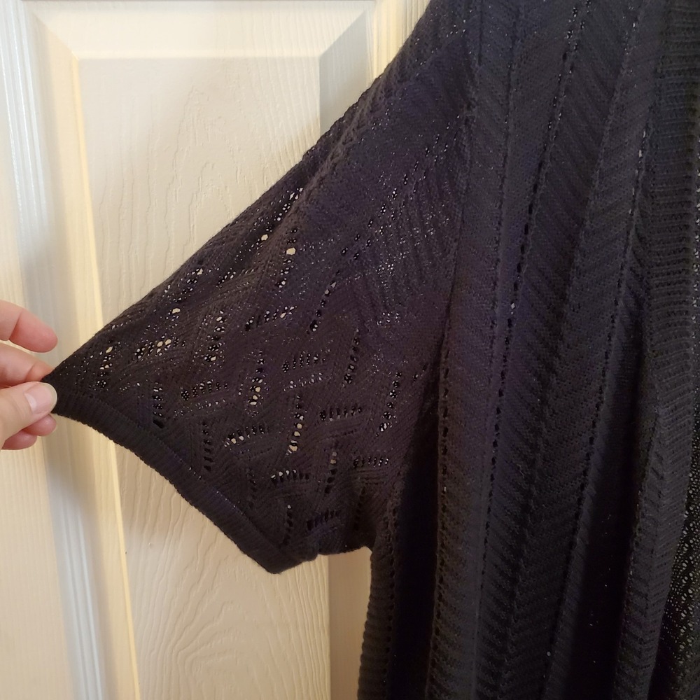 Cyrus Woman sz 2X black open front knit short slv cardigan topper career casual - Picture 4 of 9